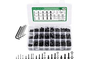 LUKAISEN 1500PCS Screws Nuts and Washers Assortment, M2 M3 M4 M5 M6 Hex Socket Head Cap Metric Bolts and Nuts Kit - 12.9 Grade Alloy Steel Black Screws with 5 Allen Wrenches for 3D Printer Furniture