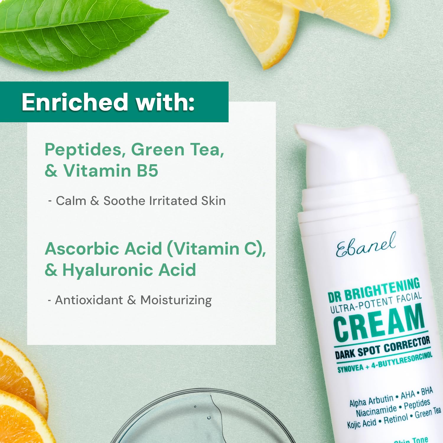 Ebanel Dark Spot Remover for Face & Body, Skin Brightening Cream with Synovea, Alpha Arbutin, Niacinamide, Kojic Acid, Dark Spot Corrector for Hyperpigmentation, Discoloration, Melasma, and Age Spots