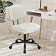 DUMOS Armless Home Office Desk Chair Ergonomic with Low Back Lumbar Support, Height Adjustable PU Leather Computer Task with 