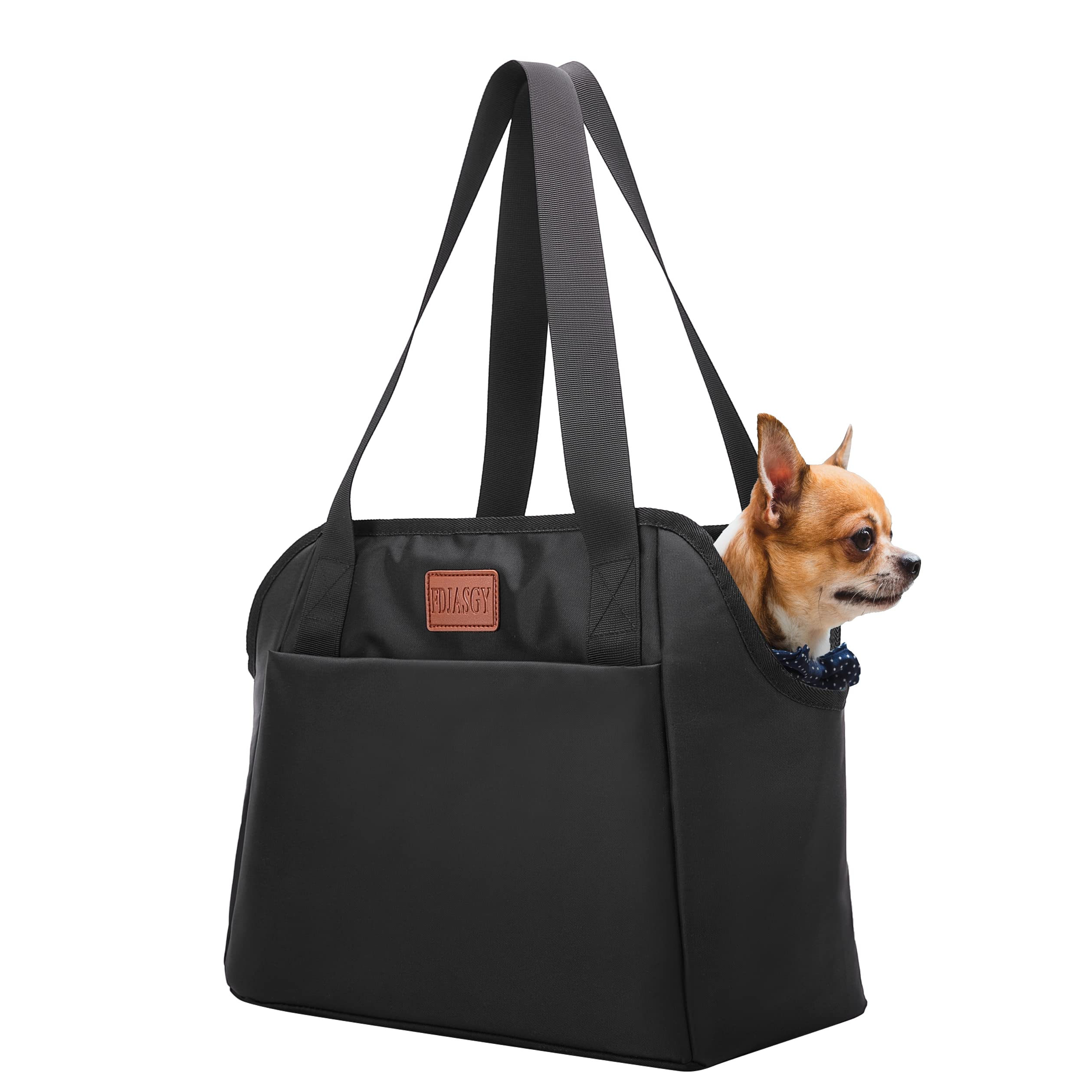 FDJASGY Dog Purse Carrier with Pocket and Safety Tether,Soft-Sided Small Dog Carrier for Small Medium Pet Outdoor Shopping Tote Bag Black — image 1