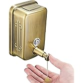 NSCMQSL Gold Commercial Soap Dispenser Wall Mount Stainless Steel Soap Dispenser for Bathroom Rust-Proof Lining Liquid Hand Sanitizer Dispenser for Hotels Restaurants Bathroom and Home 500ml/17oz