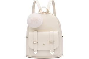 I IHAYNER Girls Fashion Backpack Mini Backpack Purse for Women Teenage Girls Purses PU Leather Pompom Backpack Shoulder Bag