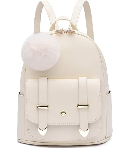 10 Inch Mini PU Leather Backpack with D-Ring & Removable Fluffy Charm for Women Amazon.com | YiXiamo Cute 10 inch mini pu backpack with  main image 4