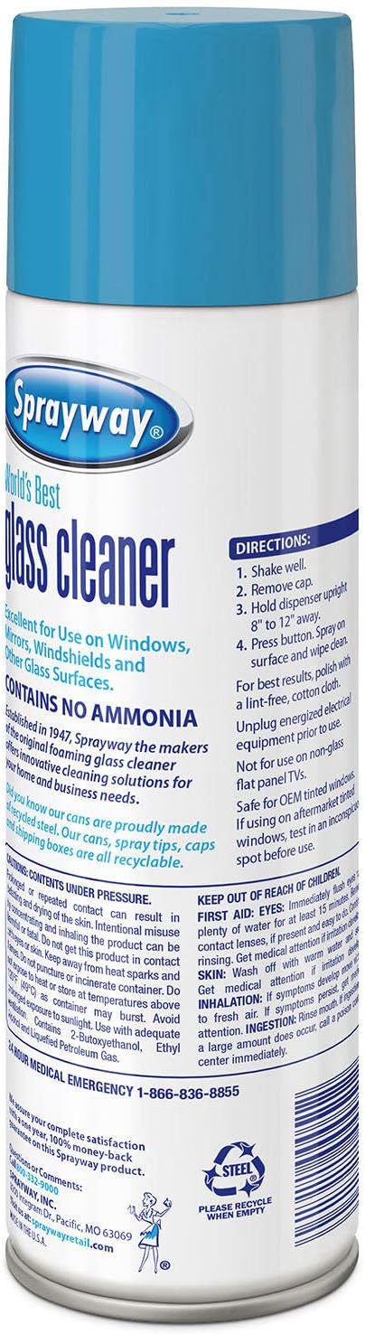 Sprayway Glass Cleaner Aerosol Spray, 19 oz, 4 Pack: Health & Personal Care