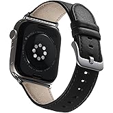 BESTSURE Leather Band Compatible with Apple Watch for Men and Women, Classic Genuine Leather Watch Strap, Fits Ultra/SE/Series 11–3(49/46/45/44/42mm), Black