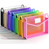 Plastic Expanding File Folder, Transparent Envelopes with Snap Closure | No Dividers, Large Capacity, Assorted Colors, Bills&amp;Taxes, Fits Letter / A4 Size for School / Office / Home, 7 Pack