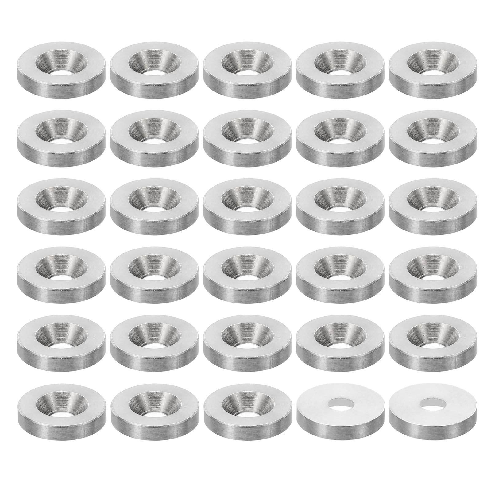 PATIKIL M5 Finish Countersunk Washer, 30pcs 18mm Dia. 3.5mm Tall Solid 304 Stainless Steel CNC Cup Washer Flat Screw Head Gasket for Constructions