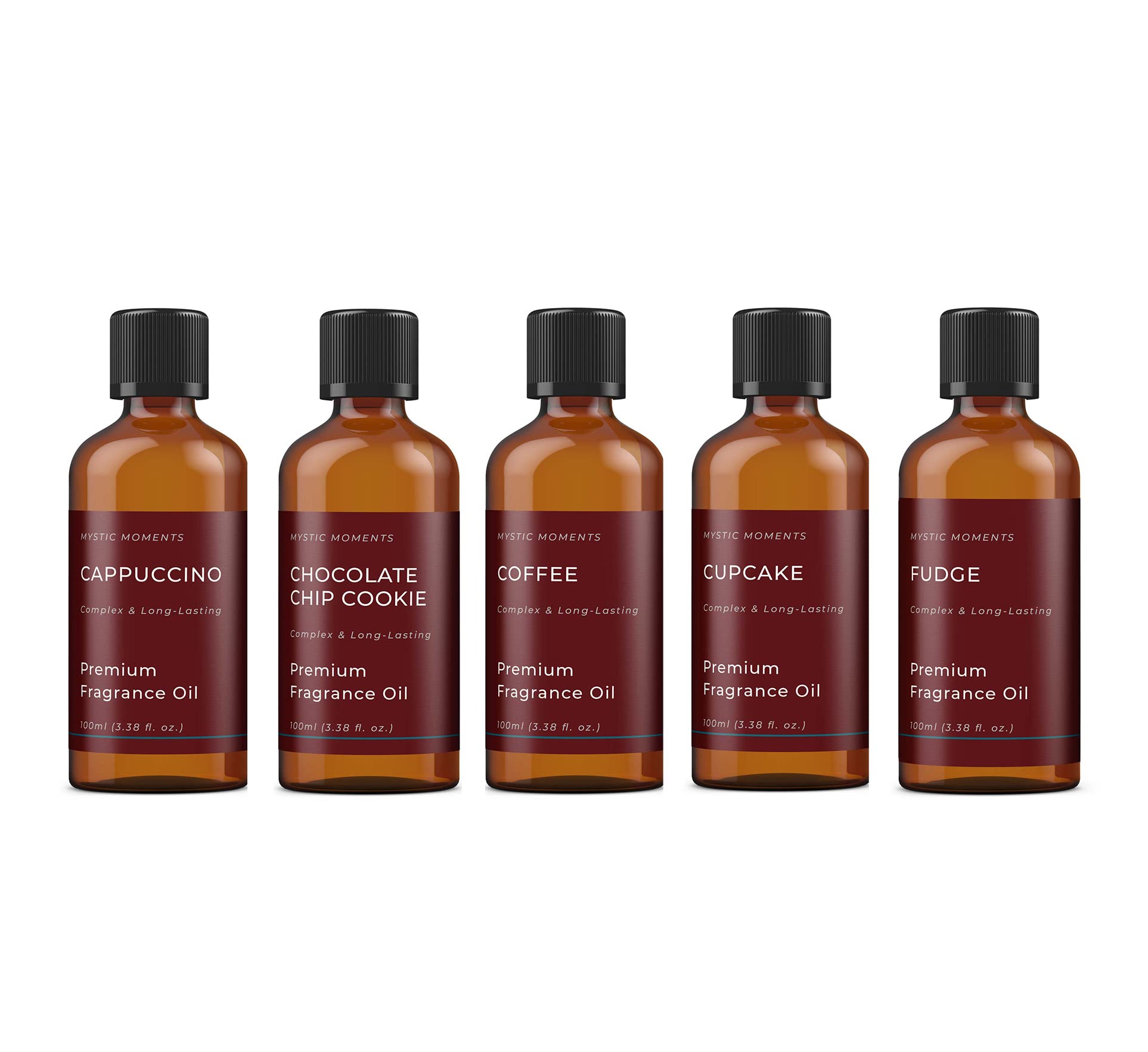 Mystic Moments | Coffee Shop Fragrant Oil Gift Starter Pack 5x100ml| 5 Premium Fragrance Oils – Coffee, Cappuccino, Latte, Vanilla Latte & Mocha | Warm Café Home Ambience