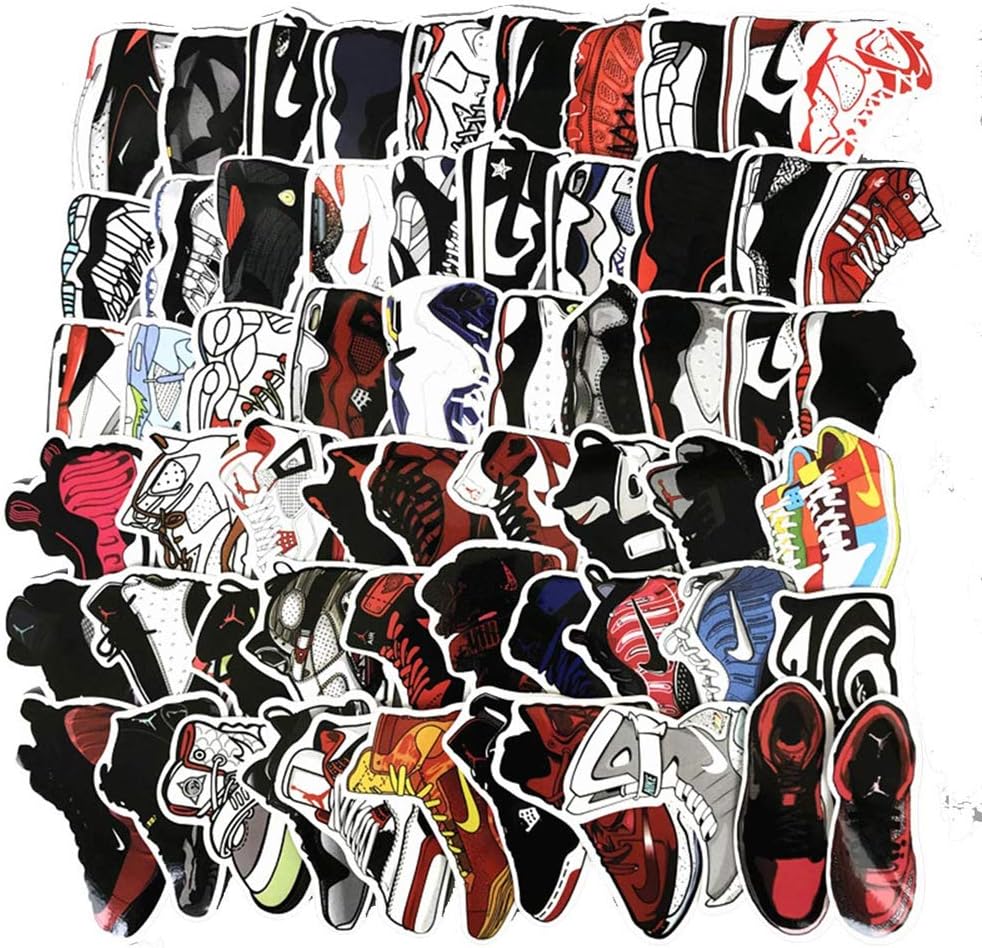 Meet Holiday Jordan AJ Sneakers Theme Stickers Waterproof Vinyl Scrapbook Stickers Car Motorcycle Bicycle Luggage Decal 60 PCS Laptop Stickers