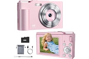 Krlun Digital Camera, FHD 4K Digital Point and Shoot Camera with 16X Zoom Anti Shake, 48MP Compact Small Camera with 32GB Card for Boys Girls Kids