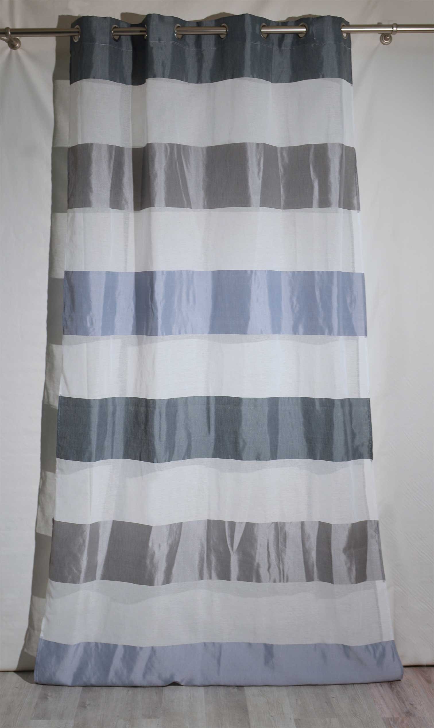 HomeMaison Curtain with Block Stripes, Bayadères Polyester 140 x 260 cm Grey