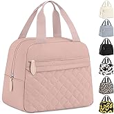 ELONGRIVER Insulated Lunch Bag for Women, Portable Lightweight Lunch Box for Adults, Reusable Small Lunch Tote Cooler Bags with Front Zipper Pocket for Work School Picnic(Pink)