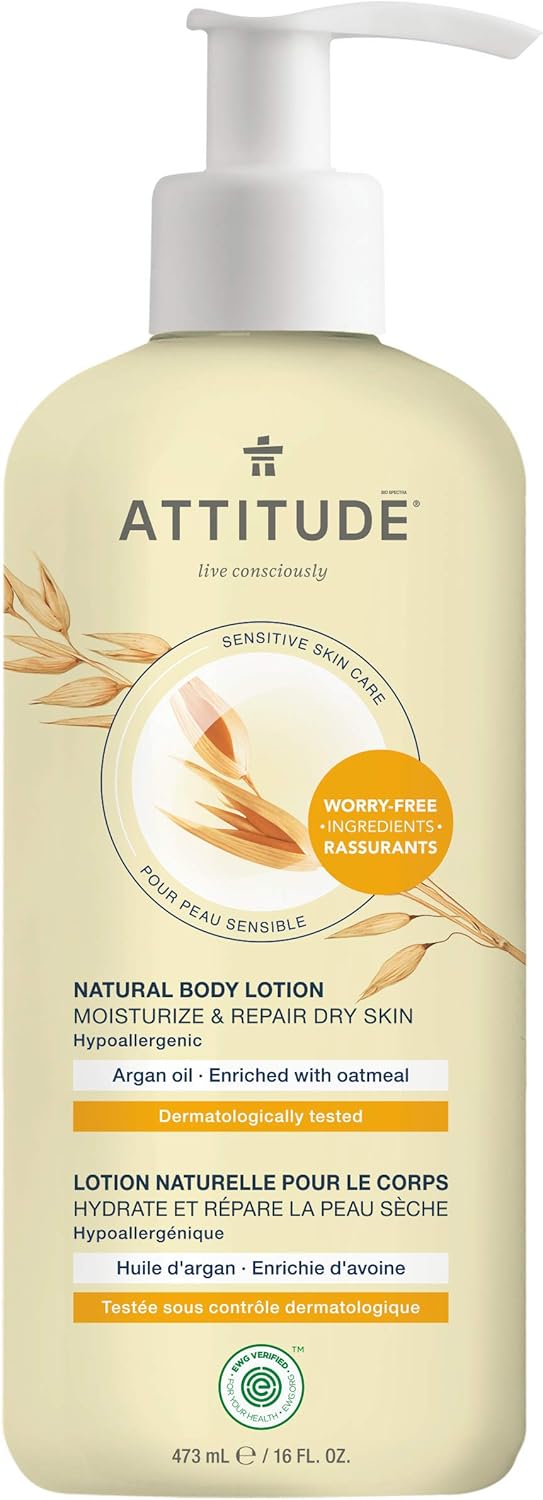 ATTITUDE Moisturizing Body Lotion for Dry & Sensitive Skin, EWG Verified, Dermatologisttested