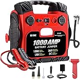 BS ONE 1000 Amp Peak Current Car Jump Stater, 12V Lead Acid Battey Jump Box with 260PSI Air Compressor, Jump Starter Battery 