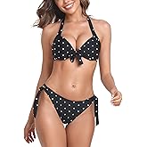 Colloyes Women's Two Piece Bikini Sets Push Up Halter Bikini Bathing Suit Adjustable 2 Piece Swimsuit