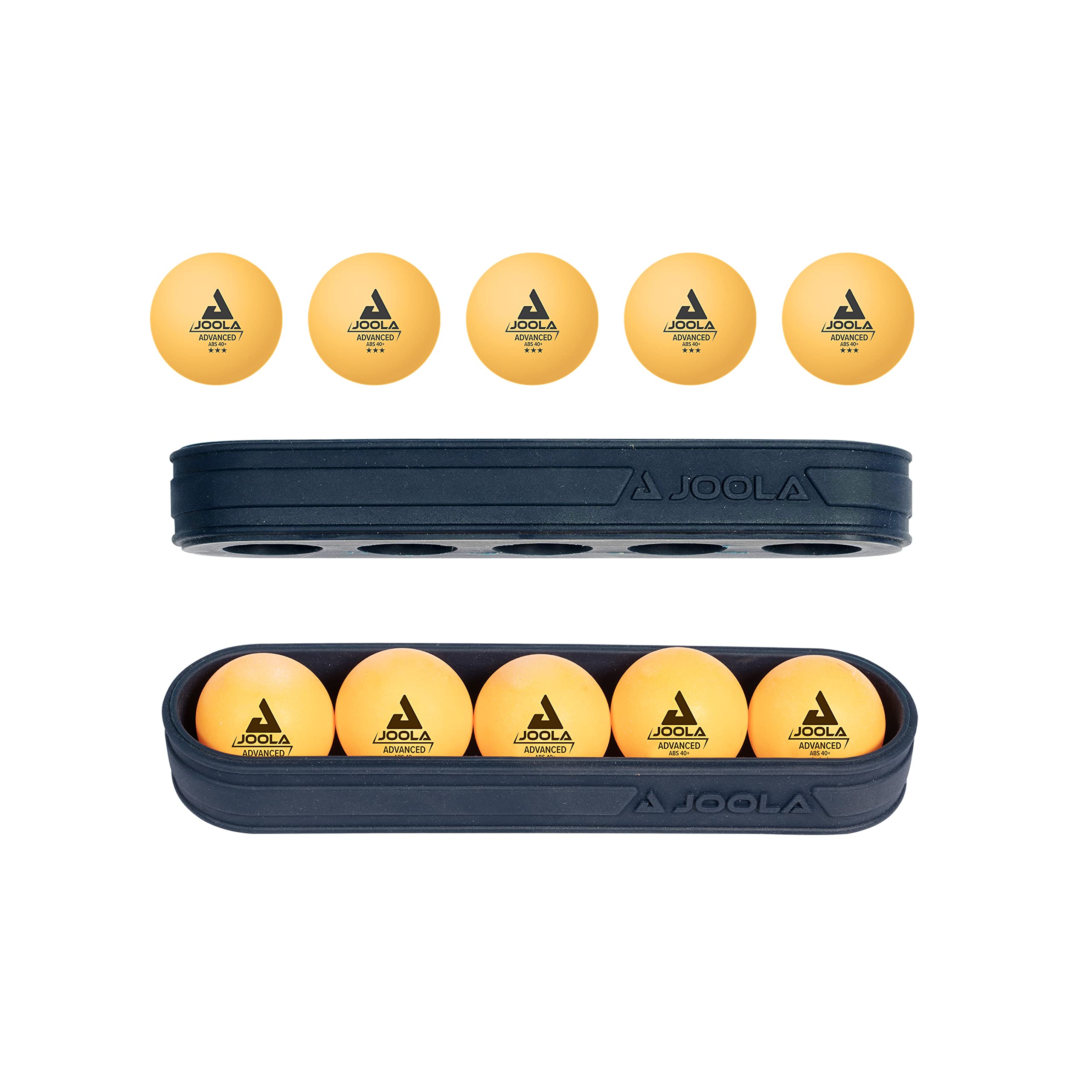 JOOLA Magnetic Table Tennis Ball Accessory Holder - Includes 10 3 Star Ping Pong Balls with 2 Rubber Holders - 40mm Balls Fit Inside Tray - Connects to Any Metal Frame Ping Pong Table, Blue (11193)