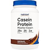 Nutricost Casein Protein Powder 2lb Chocolate - Micellar Casein, Gluten Free, Non-GMO