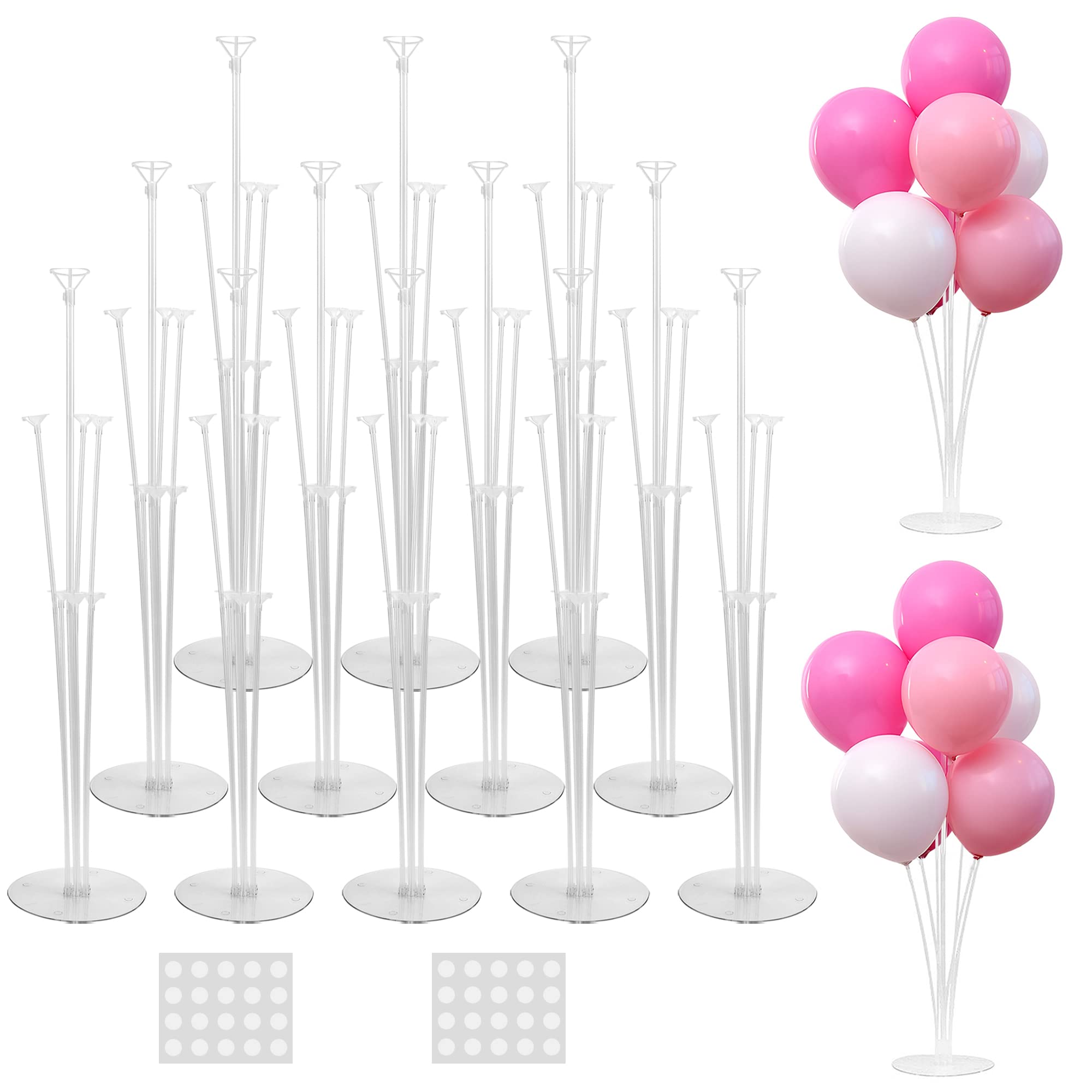 Photo 1 of JOYYPOP 12 Sets Balloon Stand Kit For Table, Balloon Sticks with Base Birthday Graduation Party Decorations Wedding