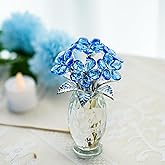 LOULIQIGIFT Blue Crystal Forget Me Not Flowers Figurines Glass Flower Bouquet Gifts for Valentine's Day Birthday Tabletop Collectibles Decorations