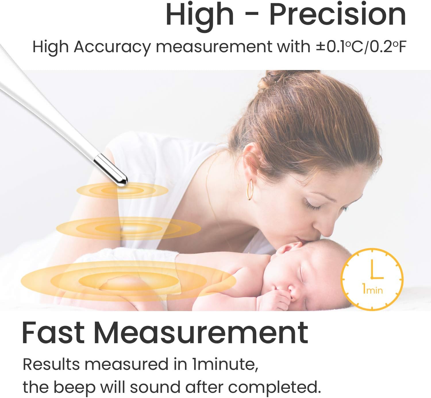 [2020 New] Thermometer for Adults, Oral Thermometer for Fever, Thermometer with Fever Alert, Memory Recall, C/F Switchable, Rectum Armpit Reading Thermometer for Whole Family, Orange: Health & Personal Care