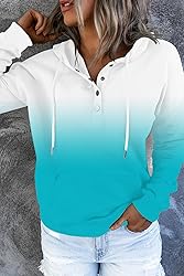 HVEPUO Womens Hoodies For Women Ombre Blue Hoodie
