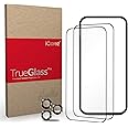 iCarez Tempered Glass Screen Protector for iPhone 15 Pro Max 6.7-inches 2023 [2-Pack] Case Friendly Full Coverage Tray installation Black Frame