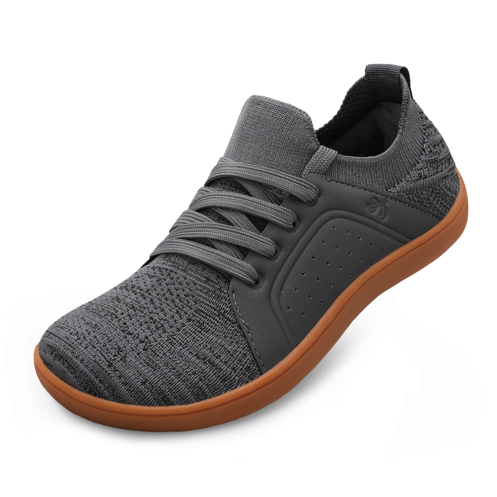 Photo 1 of LeIsfIt Barefoot Shoes Women Wide Toe Walking Shoes Breathable Minimalist Sneakers Zero Drop Sole Dark Grey Size 10