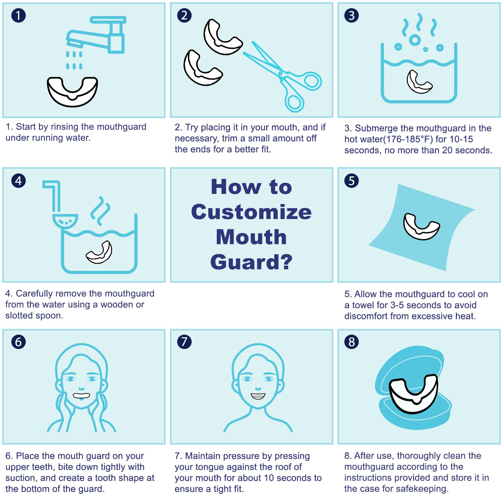 Grinding Splint for Night, 2 Sizes, Mouth Guard, 4 Mouldable Mouth Guards for Teeth Grinding, Against Bruxism and Teeth Grinding, Transparent