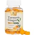 Turmeric Gummies with Black Pepper & Ginger for Best Absorption, 95% Curcuminoids Tumeric Curcumin Gummy, Nature's Herbal Extract Joint Support Supplement, Vegan Non-GMO, Peach Flavor - 60 Gummies