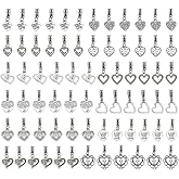 HOBBIESAY Heart Dangle Charms Gold Silver Love Heart Pendant Metal Filigree Love Charms European Charm for Valentine's Day DIY Bracelets Earring Necklace Jewelry Making