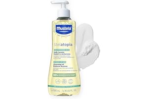 Mustela Stelatopia Eczema-Prone Skin Cleansing Oil - Baby Body Wash with Natural Avocado & Sunflower Oil - Family Skin Care Essentials - EWG Verified - Fragrance-Free & Tear Free - 16.9 fl. oz.