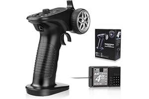 GoolRC GA-4H-TX RC Transmitter and Receiver, 2.4GHz Remote Controlle Transmitter with 4CH Receiver Combo for 1/8 1/10 1/16 1/32 RC Car Boat Plane Crawler Toys Gifts for Mod Enthusiasts