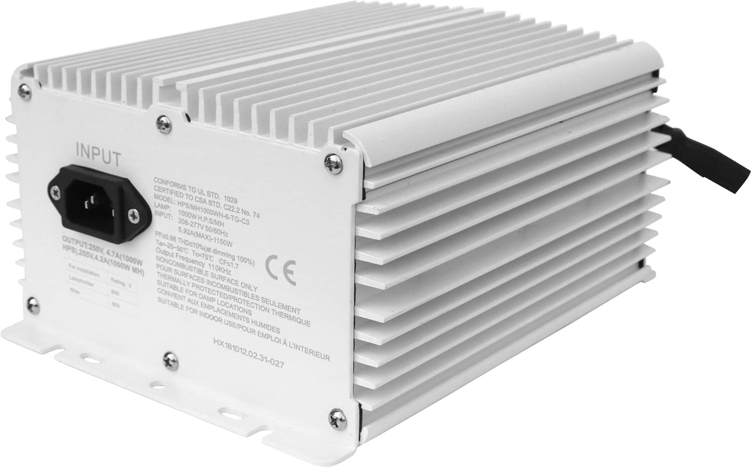 SunStream 1000 Watt Dimmable Electronic Ballast for Grow Lights DE/SE