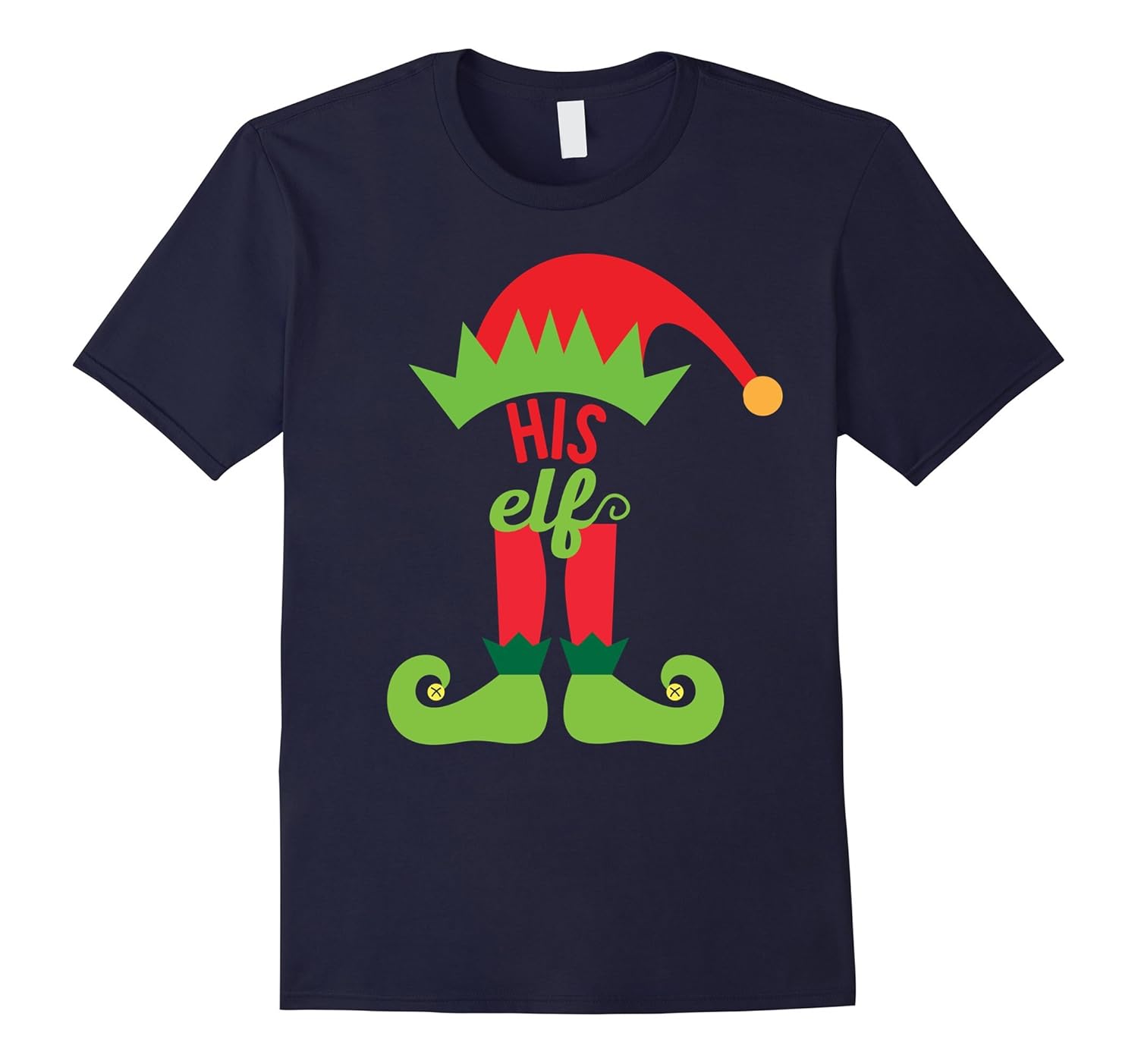 Funny His Elf T-Shirt Christmas Elf Couples His and Hers-FL