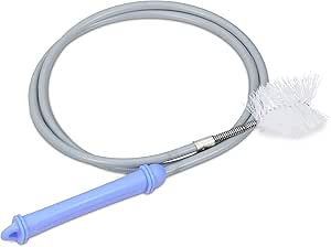 Relaxdays Cepillo Limpiador Tuberías, Desagüe, Acuario, WC, Tubo, Baño, Desatascador, Metal y Plástico, 1 Ud, 1 m, Gris