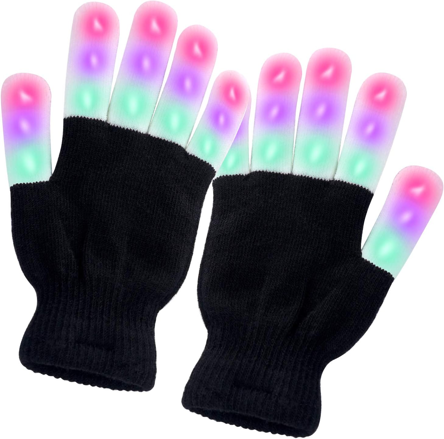 TURATA LED Gloves Finger Lights Toys with Lights 3 6 Modes Colorful Rave Gloves for Party