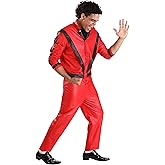 Michael Jackson Thriller Costume Adult Men Red Vinyl Jacket Outfit Size Large for Halloween Parties