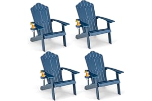 ORALNER Outdoor Adirondack Chair with Cup Holder, Plastic Resin Outdoor Deck Chair, 380 LBS Capacity, for Patio, Backyard, Po