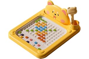 Magnetic Drawing Board Cartoon Magnetic Dot Art with Dot Beads Pattern Booklets Pen Doodle Board Educational Toddler Toys for