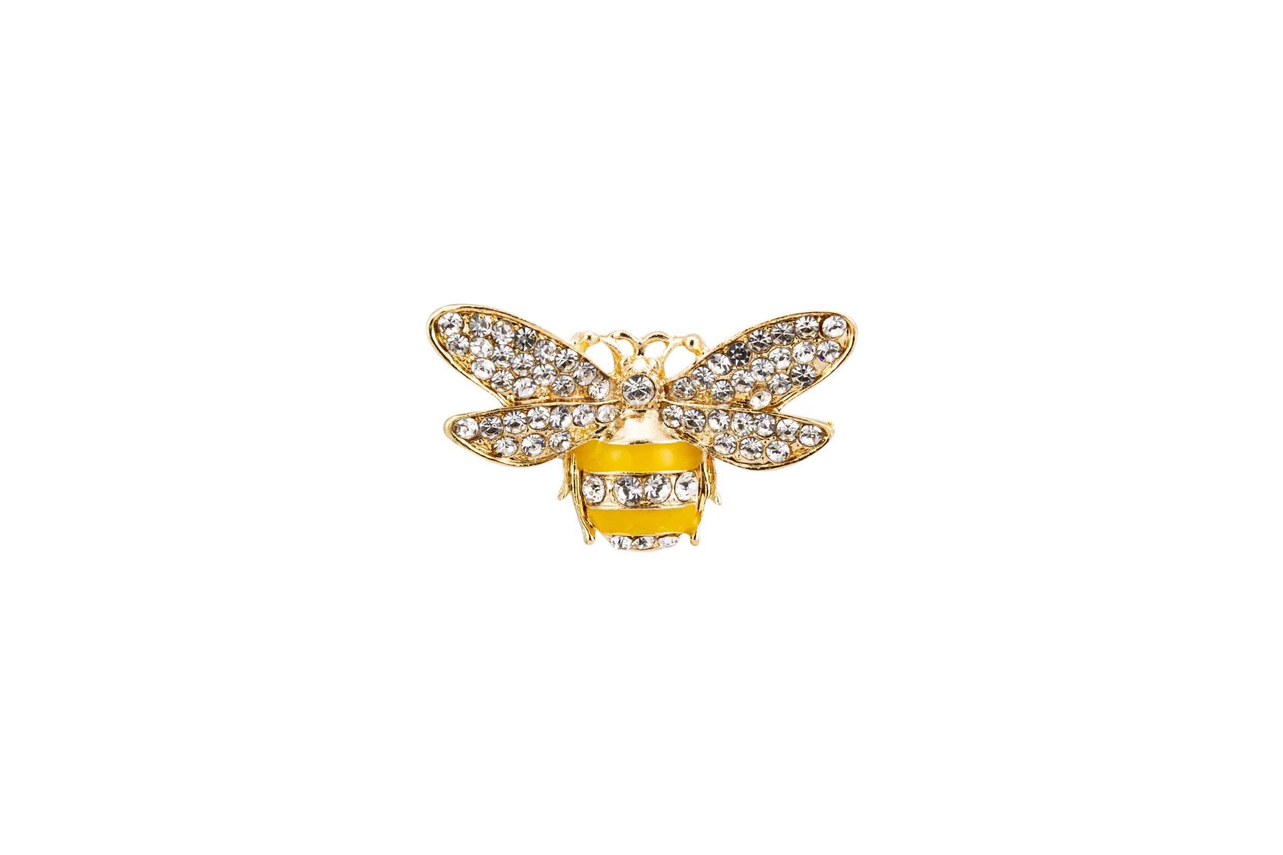 Brooch Lapel Pin for Men Yellow and Gold Bee with Stone Detailing Badge Coat Suit Wedding Gift Party Shirt Collar Accessories