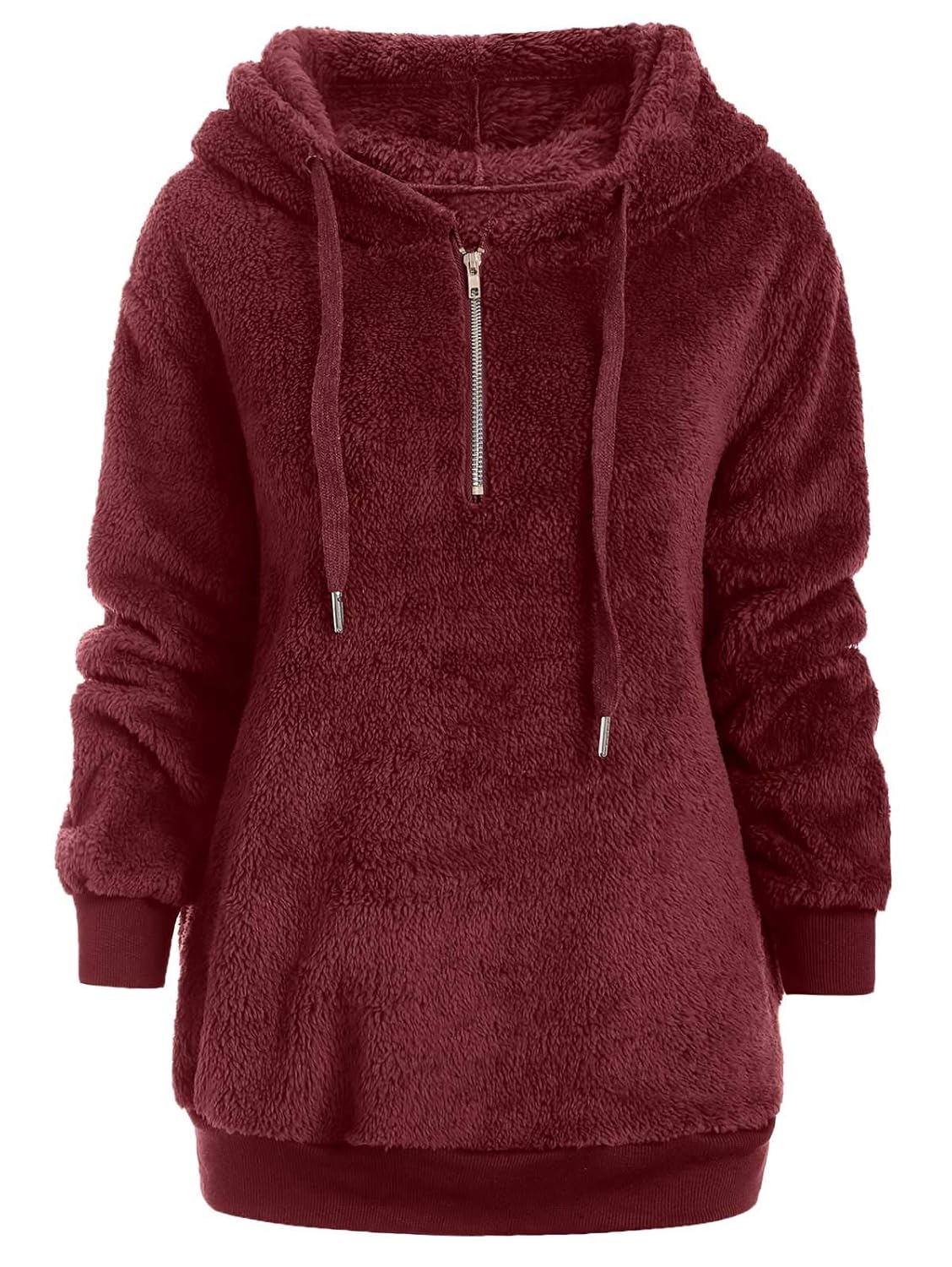 red fluffy hoodie