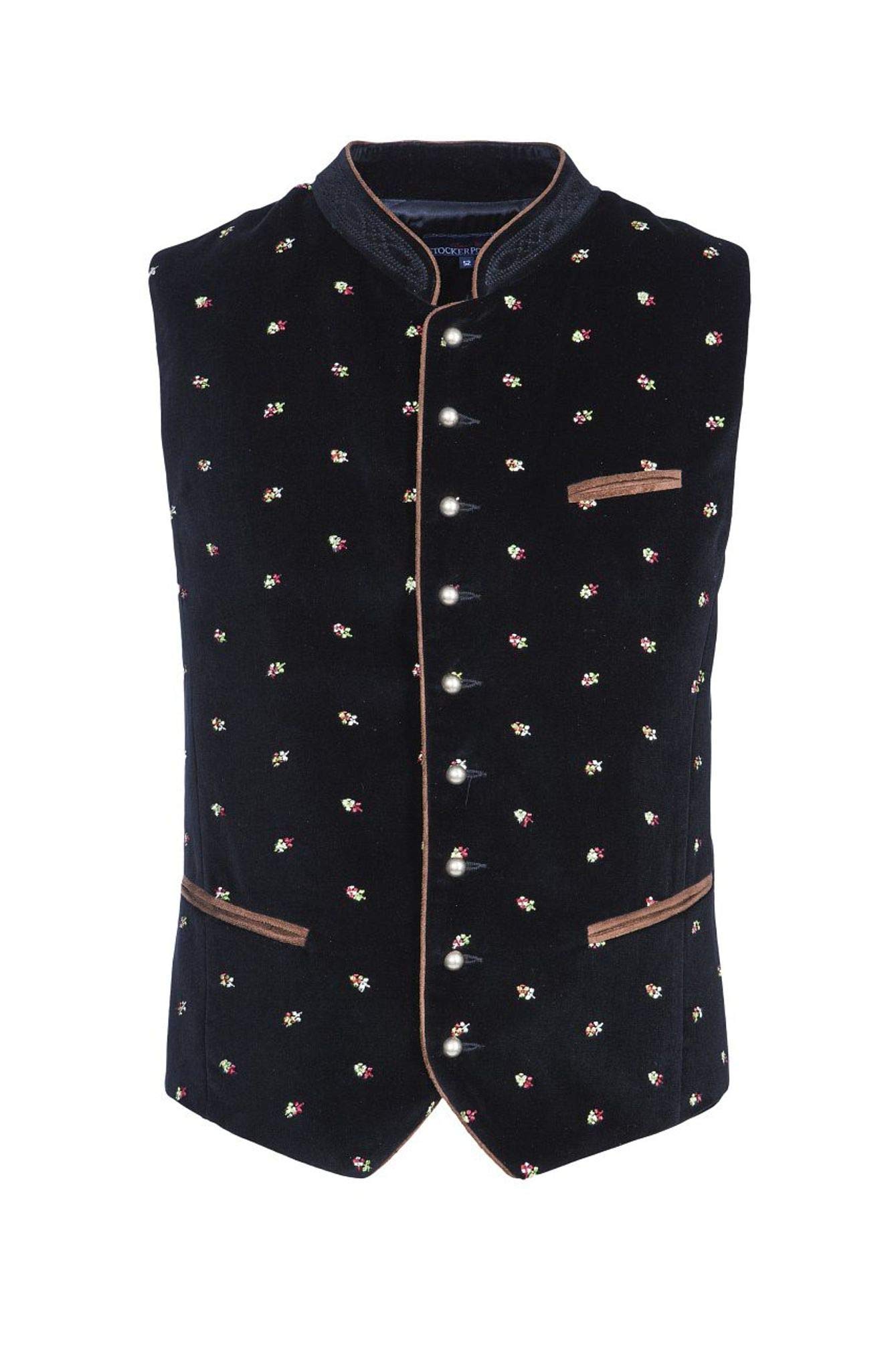 Stockerpoint Men's Weste Calzado Trachten Floral Sleeveless Cardigan, Black (schwarz), Large