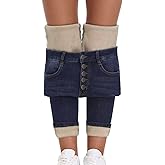 Women's Fleece Lined Jeans Skinny High Waisted Winter Thick Fleece Warm Stretch Fleece Lining Women Jeans Pants