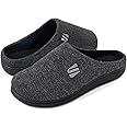 Wishcotton Men's Memory Foam Slippers Indoor Outdoor Cozy House Shoes with Sturdy Rubber Sole