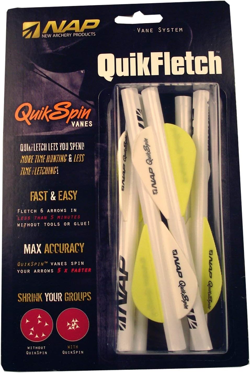 New Archery Products NAP Quikfletch Spin Hunter Vanes 6-Pack 2-Inch White/Yellow, One Size (NAP-60-633) : Archery Equipment : Sports & Outdoors