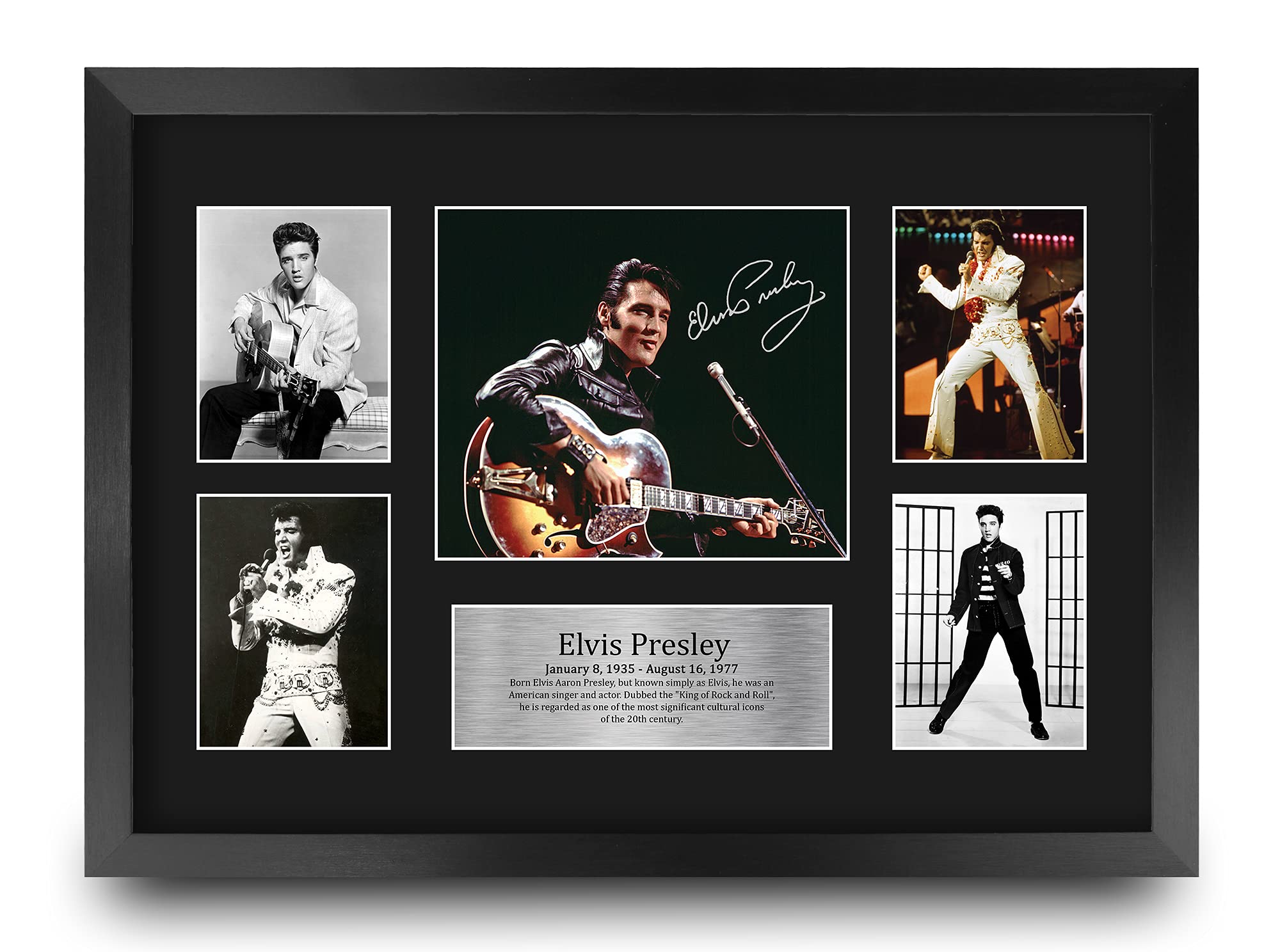 HWC Trading FR A3 Elvis Presley Musician The King Gifts Printed Signed Autograph Picture for Music Memorabilia Fans - A3 Framed
