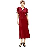 BABEYOND Womens Vintage Flapper Dress 1920s Ruffle Cocktail Party Dresses Tie Neck