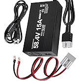 48 Volt/58.4V 15A LiFePO4 Battery Charger for 48V/ 51.2V Lithium Battery for Golf Cart,Cars,Forklift,Outboard,Boat, Solar,RV,Off-Grid, Home Solar Bank with Anderson Connector(M8 Rings) LED Indicator