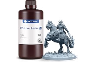 ANYCUBIC 3D Printer Resin, ABS-Like 3.0 Resin for 8K/14K/16K 3D Printing, Strong Strength, High Precision, Low Odor, Wide Compatibility for All LCD Resin 3D Printers (Grey, 1kg)