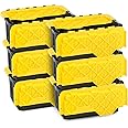 HOMZ 6-Pack Durabilt, Heavy Duty Plastic Storage Bins with Lids, 15 Gallon, Black/Yellow